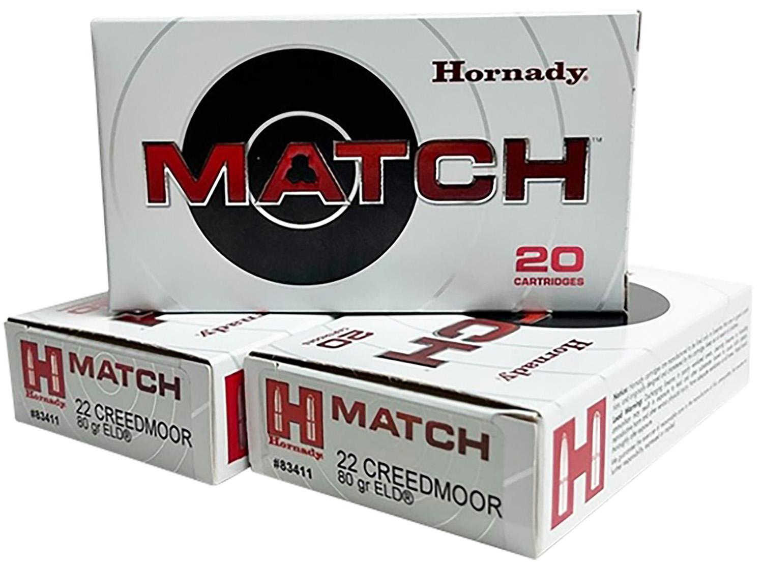 Hornady 83411 Match 22Creedmoor 80gr Extremely Low Drag-Match 20 Per Box